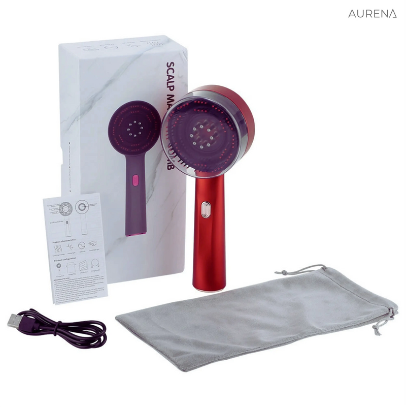 Escova Massageadora Capilar com Terapia de Luz Vermelha -  Revitaliza o Couro Cabeludo e Potencializa o Crescimento